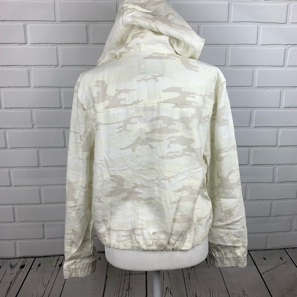 🔥SANCTUARY🔥HOODED WHITE LINEN CAMO JACKET SMALL NWT - Picture 9 of 10